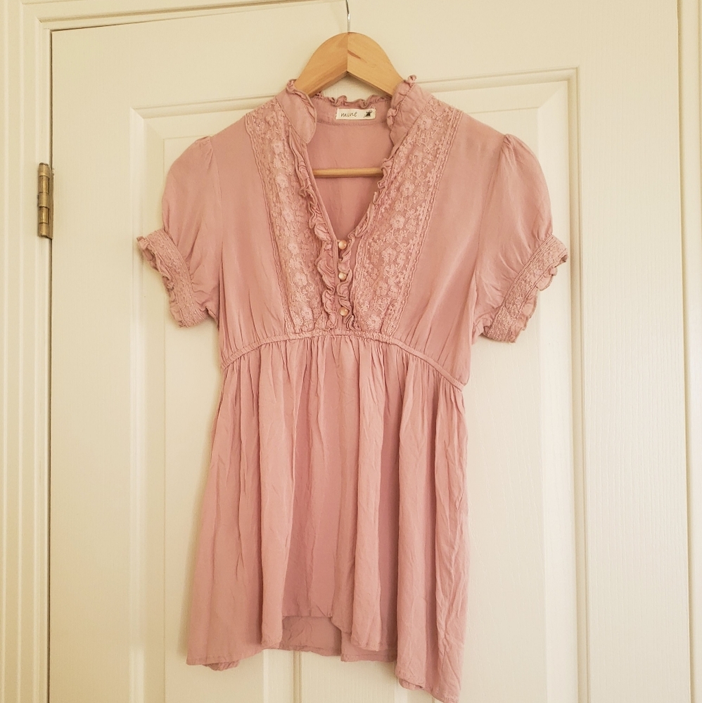 Pink button up blouse